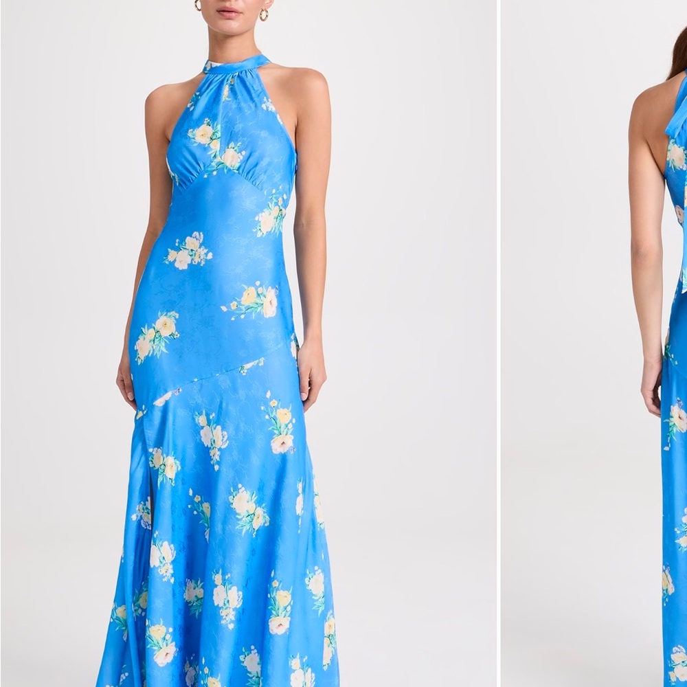 COPY - Floral Blue Halter Dress